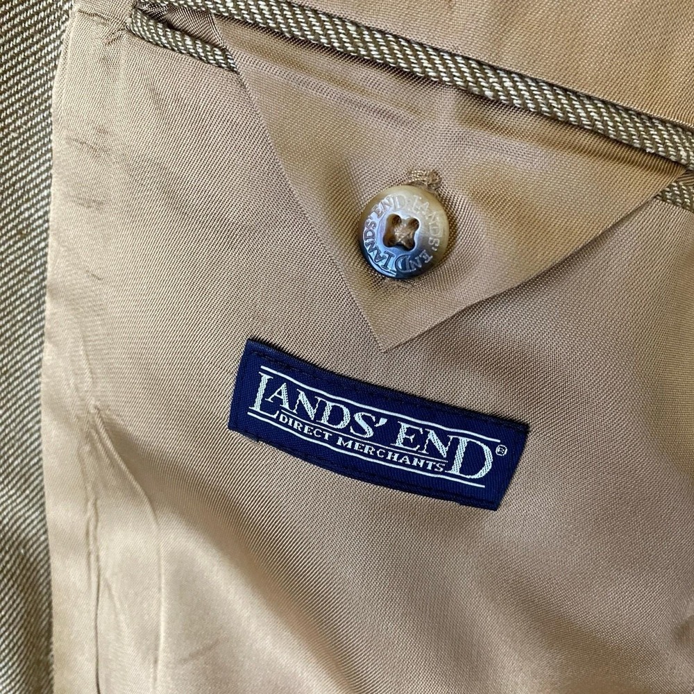 Vintage Y2K Lands End Silk Blazer Sport Coat Men 42L Gold Tan Preppy USA Made - Picture 6 of 13